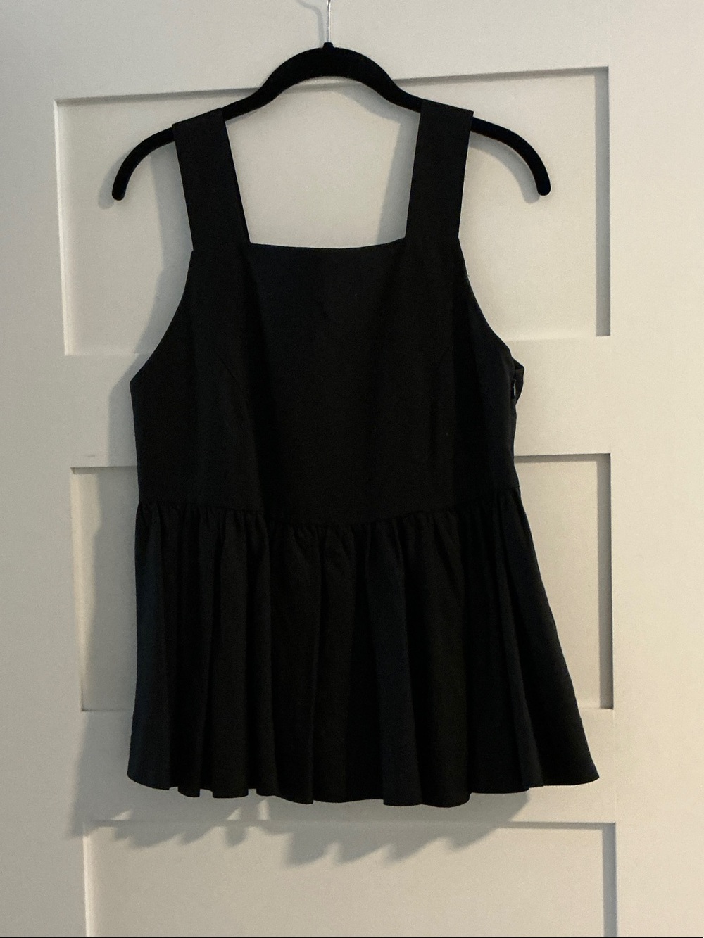 Classic Black Square-Neck Peplum Tunic
